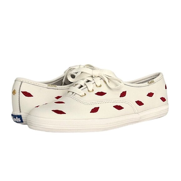 Keds for Kate Spade New York CHAMPION Women's Leather Low Top Sneakers White/Red - Picture 9 of 10